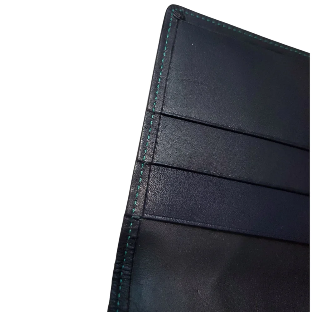 Yves Saint Laurent 80's Style Y2K Blue and Green Colorblock Patchwork Wallet - Picture 9 of 14